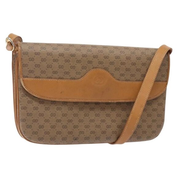 GUCCI Micro GG Supreme Shoulder Bag PVC Beige Gold - Picture 1 of 16